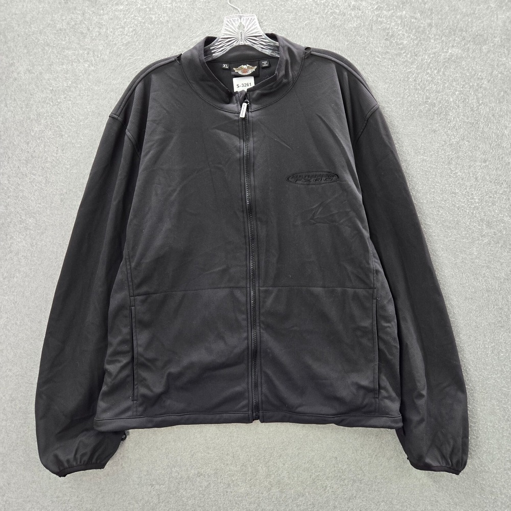 VINTAGE Harley Davidson Men Jacket XL Black Genuine Leather FXRG Embroidered Y2K